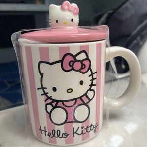 Hello Kitty Ceramic Kitty Face Mug With Knob Lid